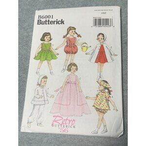 Butterick B6001 Size 18" Doll Clothes Sewing Pattern Retro 1956 Style Outfits Un